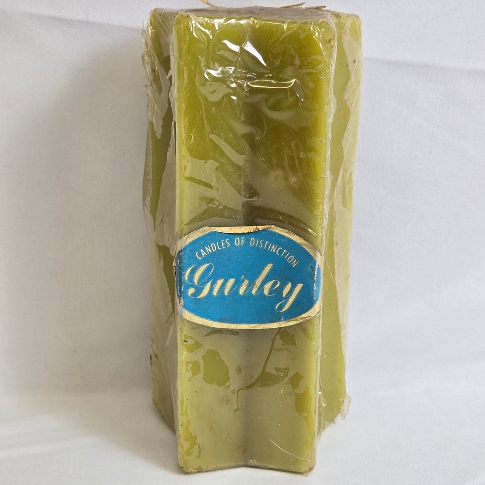 Gurley Star Pillar Candle, Green,‎ Spice Fragrance, Vintage New/Flawed